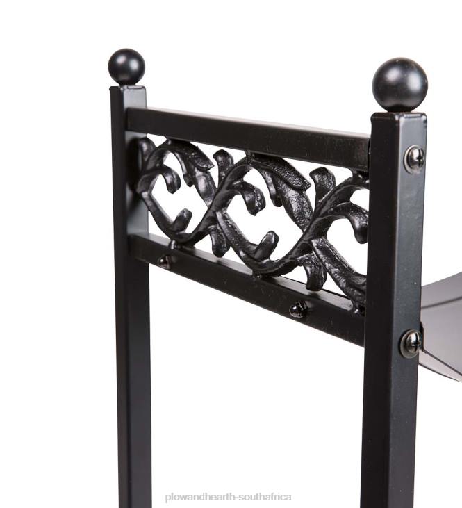 Accessories Plow & Hearth Compact Log Rack, Cast Iron with Scrollwork Design - Black NFLB2961