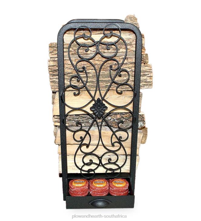 Accessories Plow & Hearth Scroll Wood Rack with Drawer - Black NFLB2966
