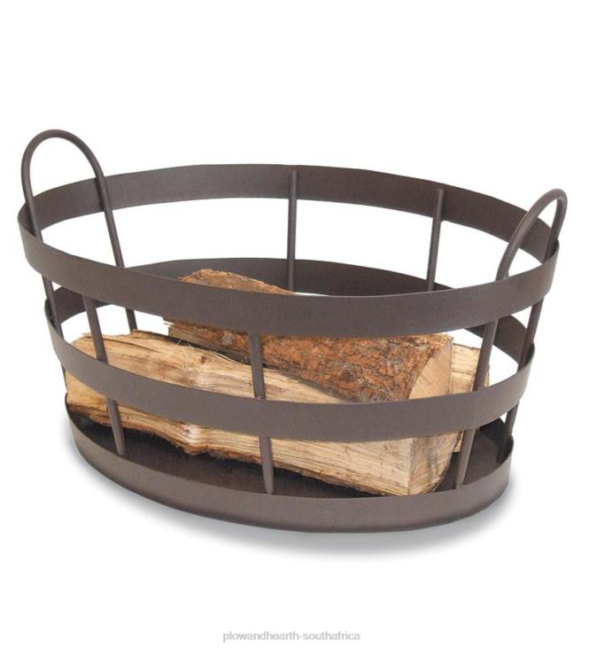 Accessories Plow & Hearth Wrought Iron Craftsman Shaker-Style Indoor/Outdoor Log Bin - Bronze NFLB2962