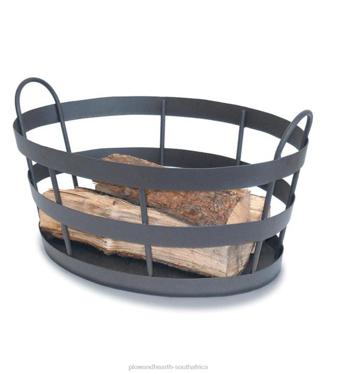 Accessories Plow & Hearth Wrought Iron Craftsman Shaker-Style Indoor/Outdoor Log Bin - Bronze NFLB2962
