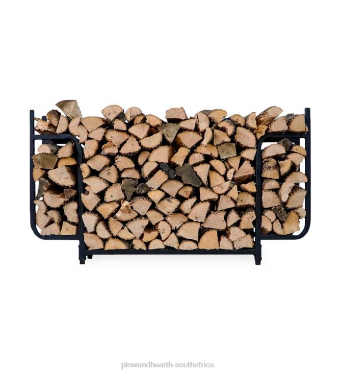 Accessories Plow & Hearth Courtyard Firewood Rack with Cover - Black NFLB2851