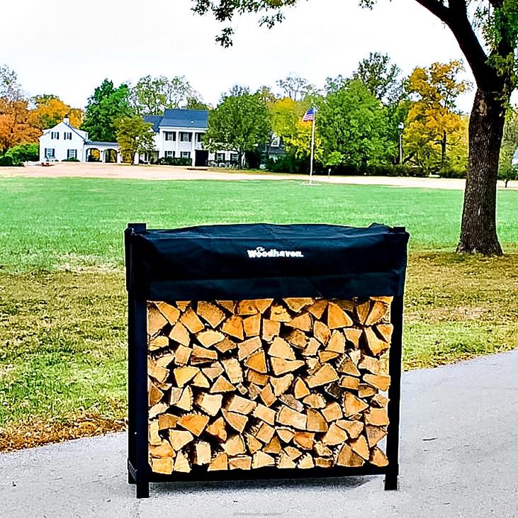 Accessories Plow & Hearth Portable Wood Rack with Cover NFLB2849