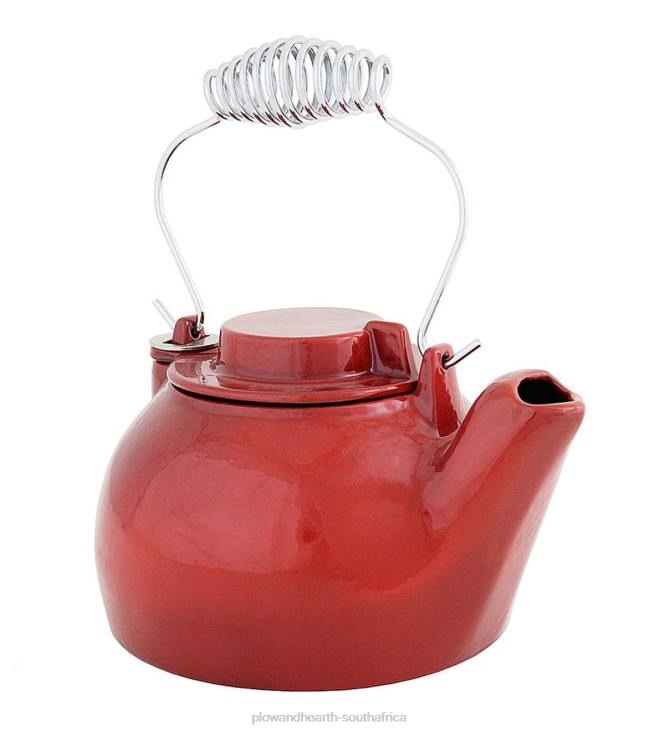Accessories Plow & Hearth Cast Iron Steamer Kettle With Porcelain Enamel Finish - Red NFLB2838