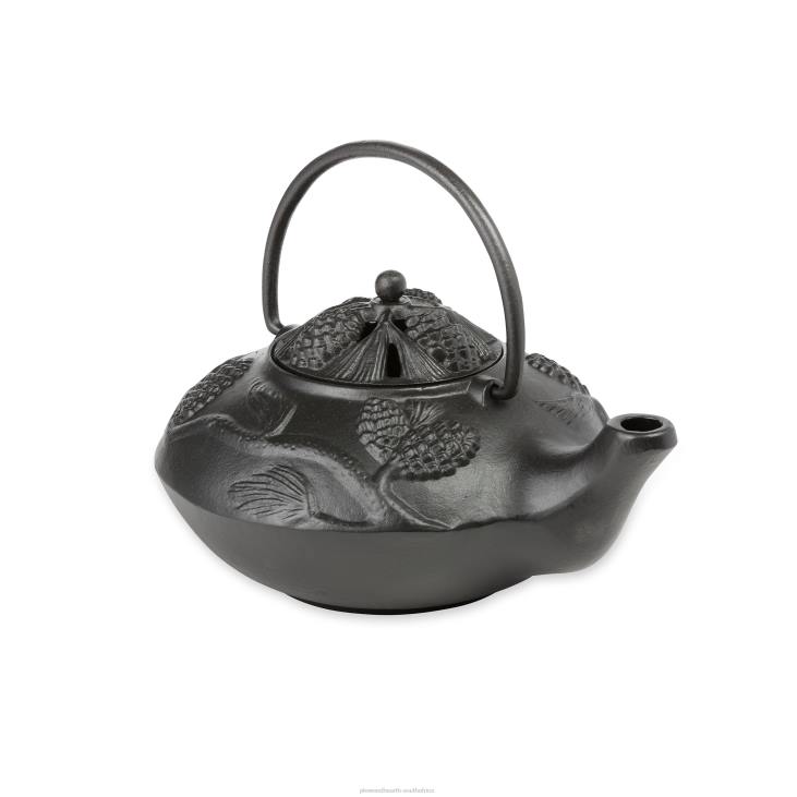 Accessories Plow & Hearth Cast Iron Wood Stove Kettle Steamer with Pine Cone Design - Black NFLB2840