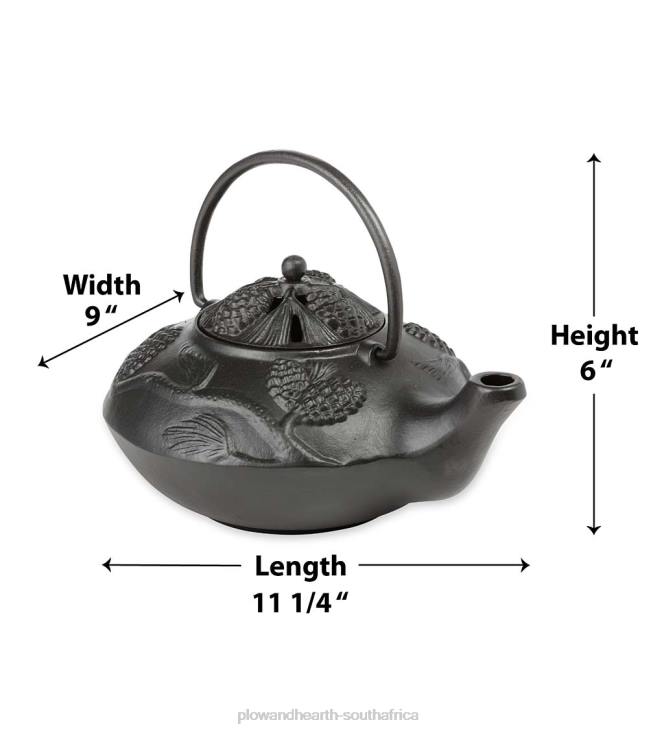 Accessories Plow & Hearth Cast Iron Wood Stove Kettle Steamer with Pine Cone Design - Black NFLB2840