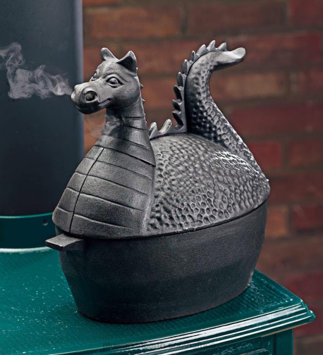 Accessories Plow & Hearth Dragon Woodstove Steamer in Cast Iron - Black NFLB2837