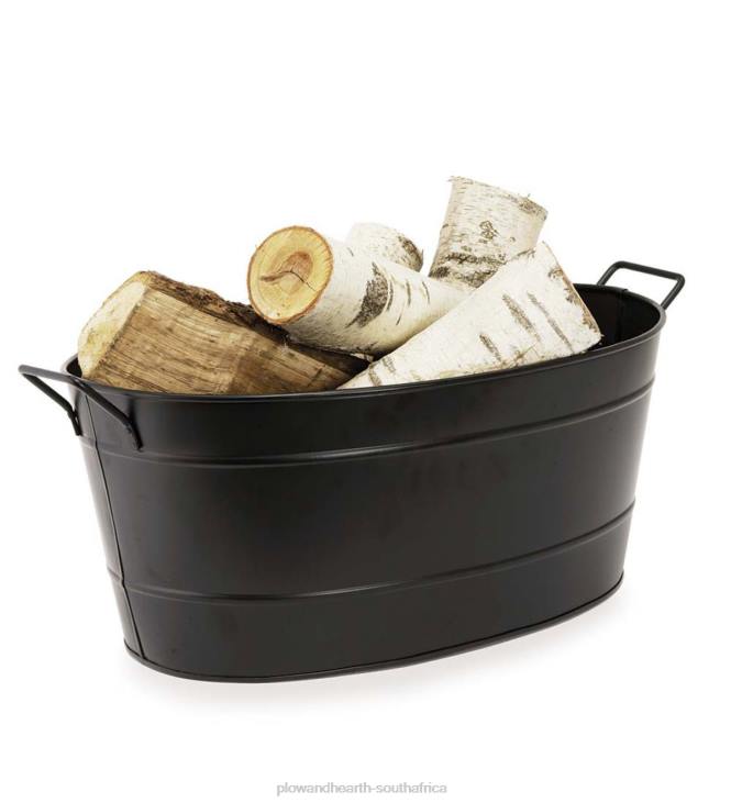 Fireplace Plow & Hearth Oval Galvanized Log Tub - Black NFLB2866