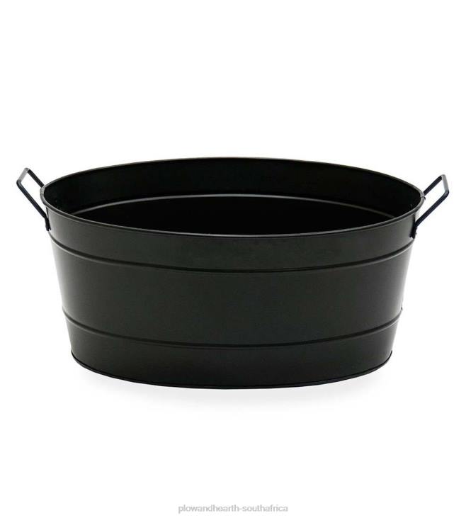 Fireplace Plow & Hearth Oval Galvanized Log Tub - Black NFLB2866