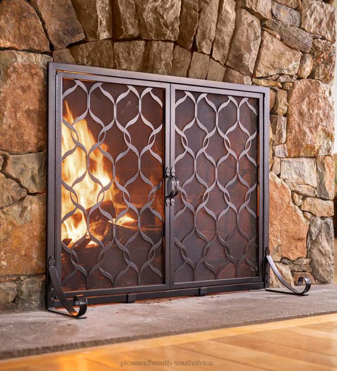 Fireplace Plow & Hearth Astoria Two-Door Fireplace Screen, Small - Black NFLB3137