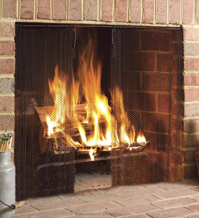 Fireplace Plow & Hearth Black Mesh Curtain Fireplace Screen Curtain Pairs NFLB2898