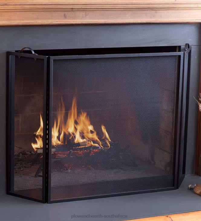 Fireplace Plow & Hearth Classic Tri-Fold Flat-Guard Fire Screen - Black NFLB2872