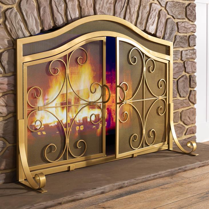 Fireplace Plow & Hearth Crest Fireplace Screen With Doors NFLB2864