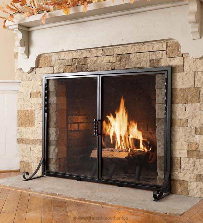 Fireplace Plow & Hearth Deep Creek Fire Screen with Doors, Large - Black NFLB3240