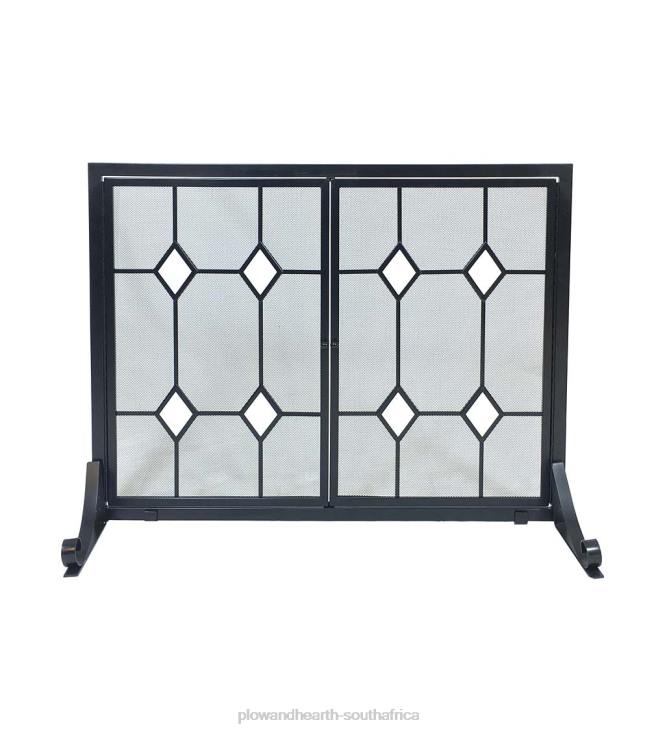 Fireplace Plow & Hearth Diamond Glass Fire Screen with Doors NFLB2911