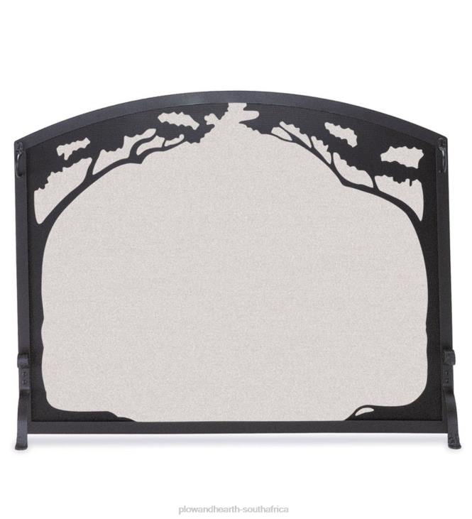 Fireplace Plow & Hearth Grand Oak Flat Guard Fireplace Screen - Black NFLB2891