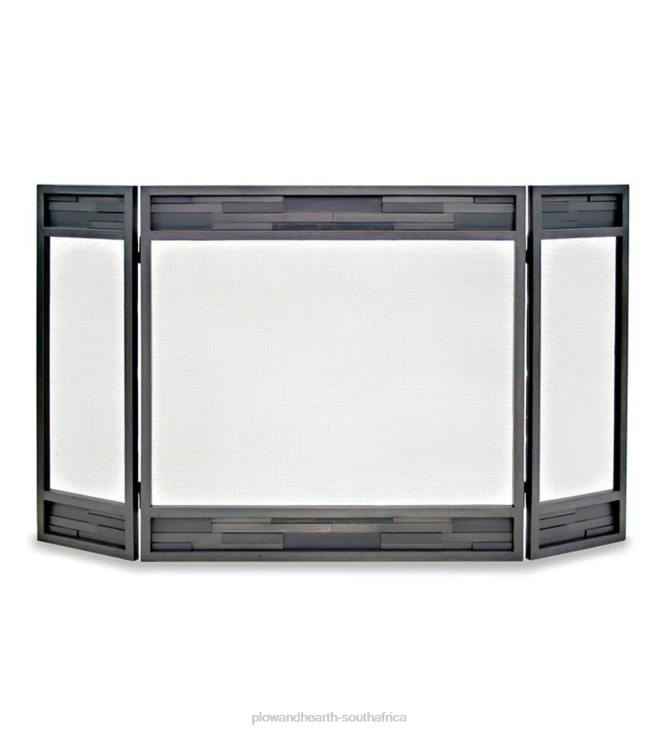 Fireplace Plow & Hearth Lanier Tri-Panel Fireplace Screen in Natural Iron Finish NFLB2915