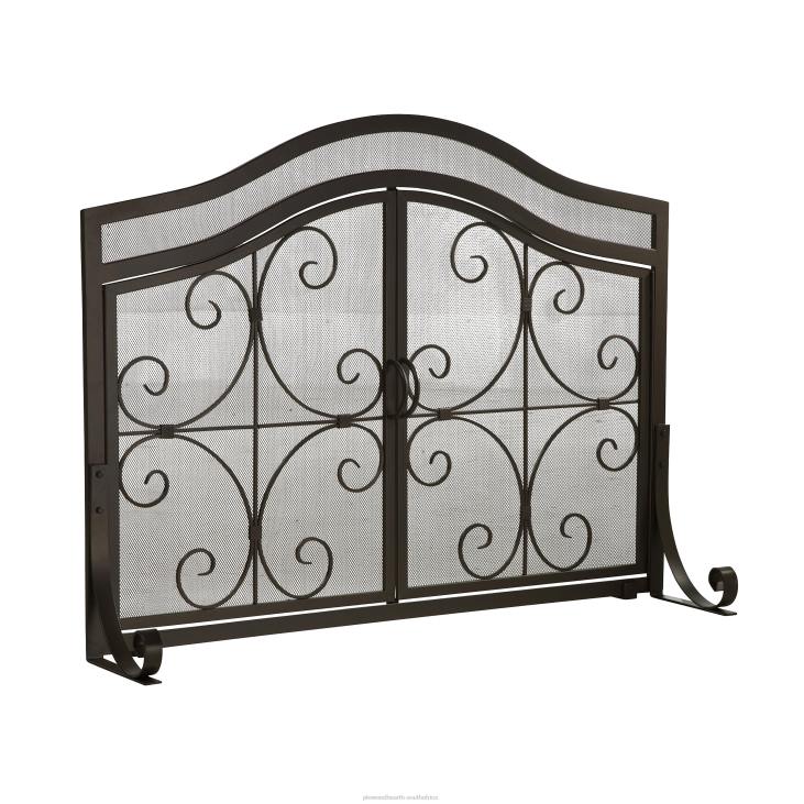 Fireplace Plow & Hearth Large Crest Fireplace Screen With Doors - Black NFLB3243