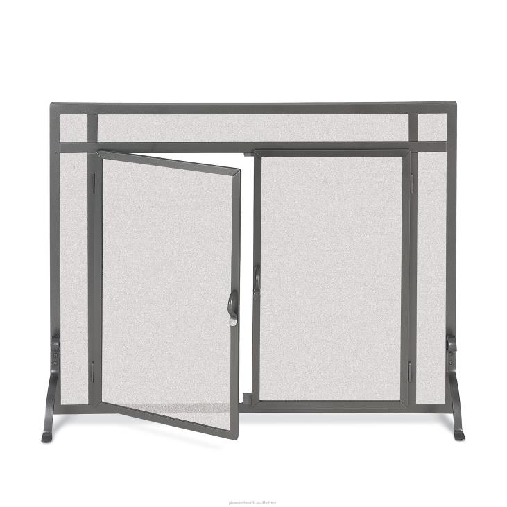Fireplace Plow & Hearth Large Custom Fireplace Screen, Flat Guard with Straight Doors - Black NFLB2923