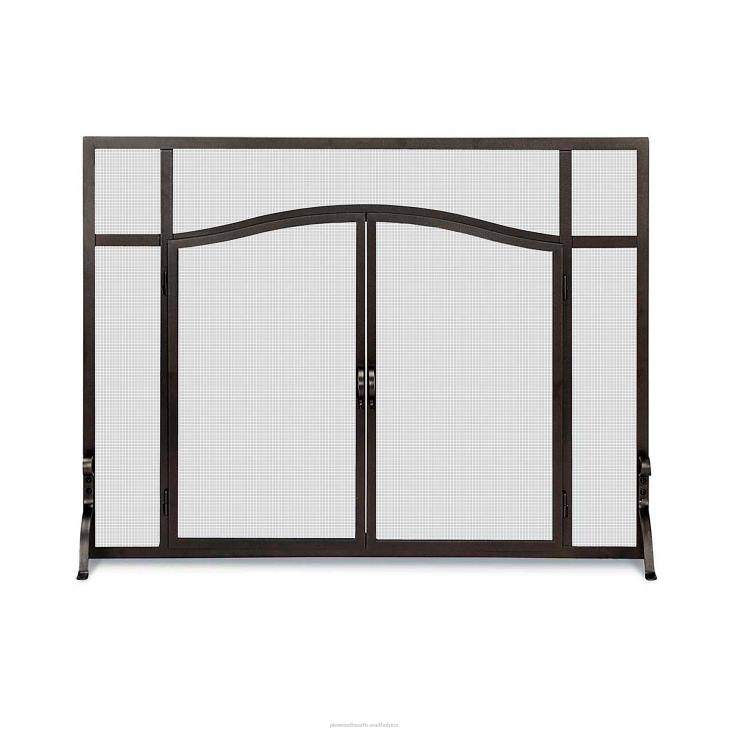 Fireplace Plow & Hearth Large Custom Flat Guard with Arched Doors - Black NFLB2927