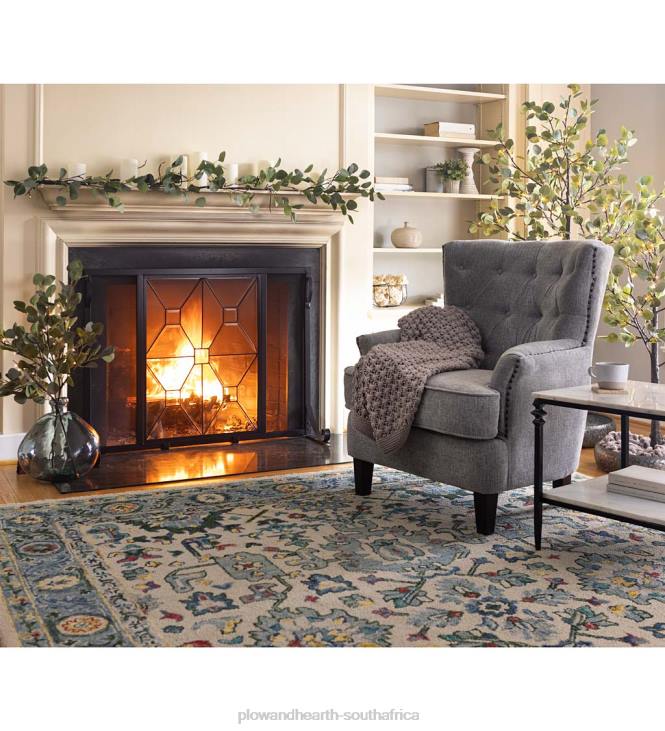 Fireplace Plow & Hearth Manhattan Tempered Glass Flat Guard Fire Screen NFLB2823
