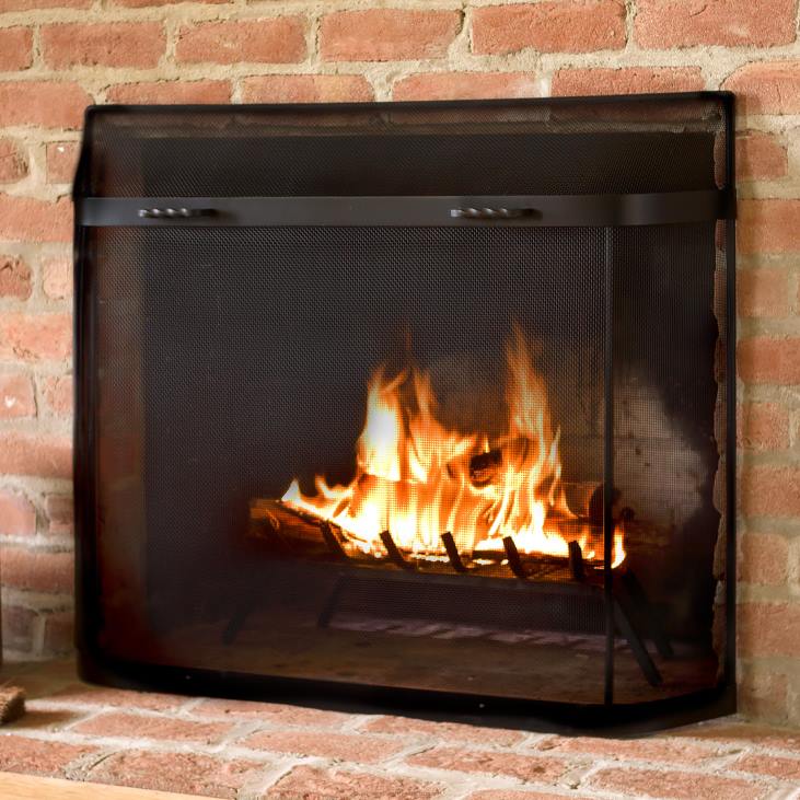 Fireplace Plow & Hearth Medium Custom Iron Series Spark Guard - 1,501 to 2,300 sq. inches - Black NFLB2917