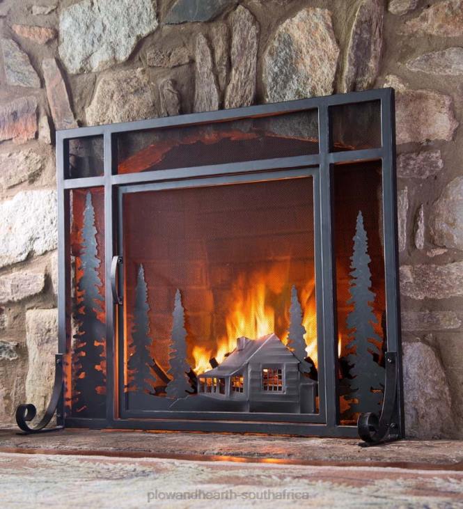 Fireplace Plow & Hearth Mountain Cabin Fire Screen With Door NFLB2871