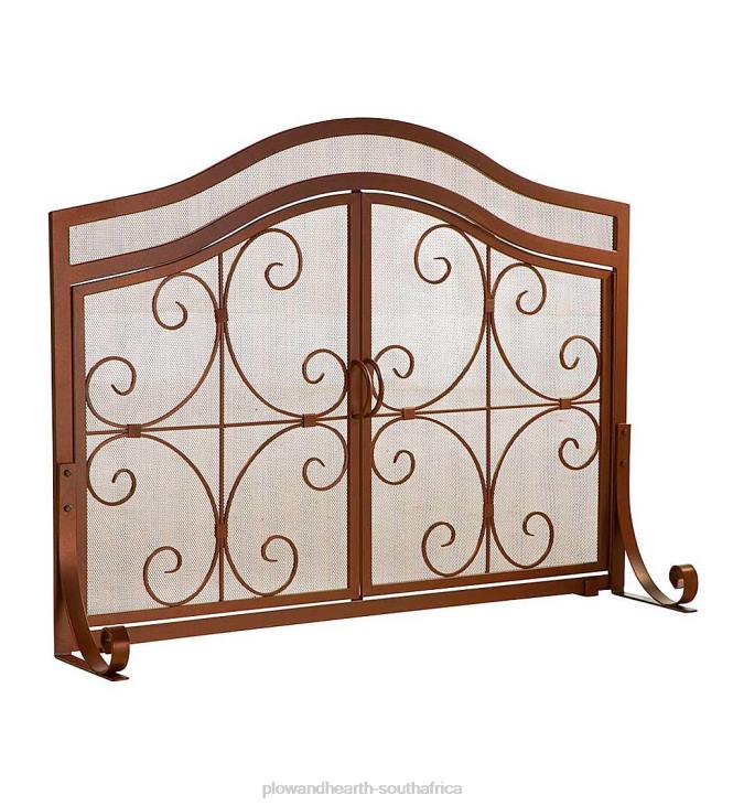 Fireplace Plow & Hearth Small Crest Flat Guard Fireplace Screen - Copper NFLB3234