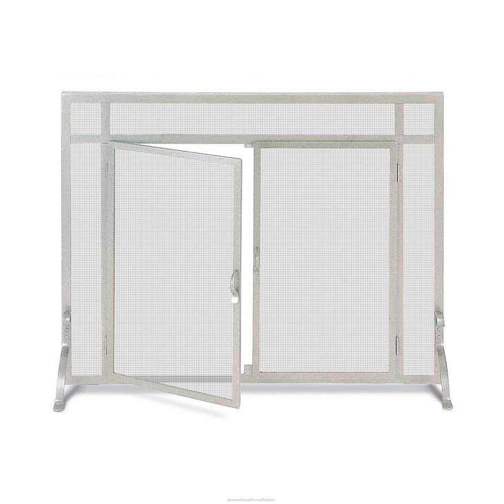Fireplace Plow & Hearth Small Custom Fireplace Screen, Flat Guard with Straight Doors - Black NFLB2924