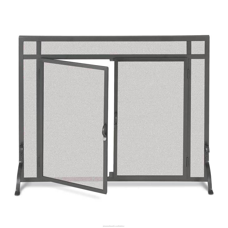 Fireplace Plow & Hearth Small Custom Fireplace Screen, Flat Guard with Straight Doors - Black NFLB2924