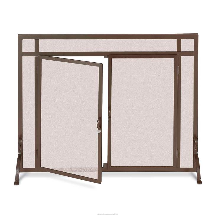 Fireplace Plow & Hearth Small Custom Fireplace Screen, Flat Guard with Straight Doors - Black NFLB2924