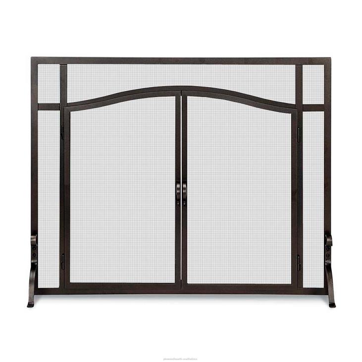 Fireplace Plow & Hearth Small Custom Flat Guard with Arched Doors - Black NFLB2928