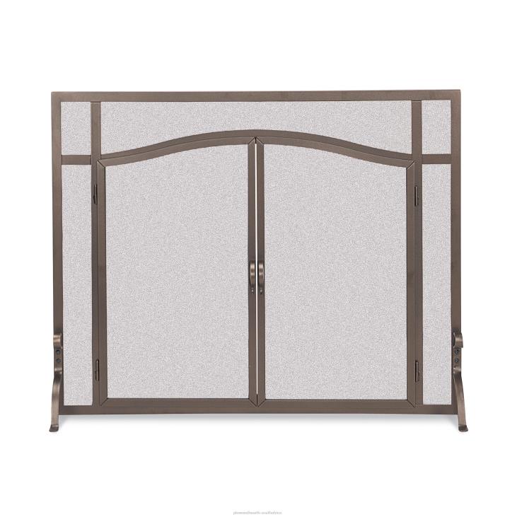 Fireplace Plow & Hearth Small Custom Flat Guard with Arched Doors - Black NFLB2928