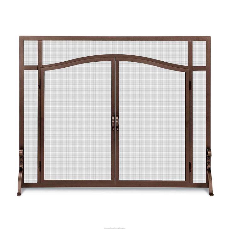 Fireplace Plow & Hearth Small Custom Flat Guard with Arched Doors - Black NFLB2928