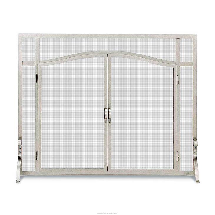 Fireplace Plow & Hearth Small Custom Flat Guard with Arched Doors - Black NFLB2928