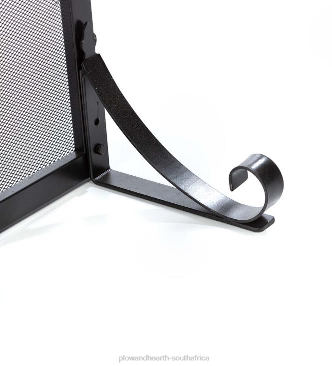 Fireplace Plow & Hearth Small St. Charles Glass Medallion Flat Guard Fire Screen - Black NFLB3154