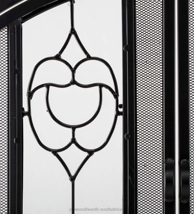 Fireplace Plow & Hearth Small Two-Door Fireplace Screen with Glass Floral Panels - Black NFLB2877