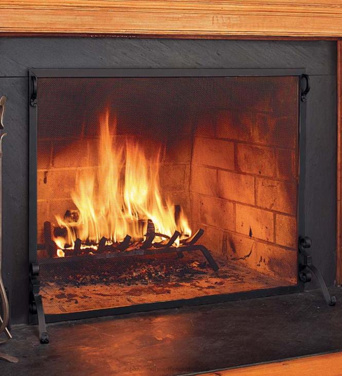Fireplace Plow & Hearth Solid Steel Classic Flat Guard Fire Screens NFLB2873