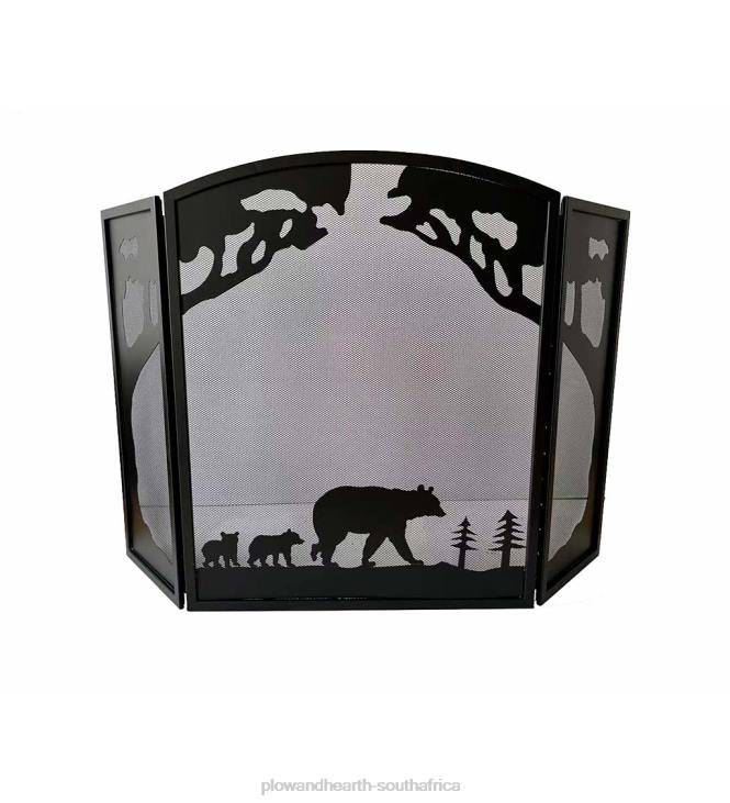 Fireplace Plow & Hearth Tri-Fold Bear Firescreen - Black NFLB2909