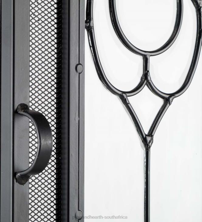 Fireplace Plow & Hearth Two-Door Fireplace Screen with Glass Floral Panels NFLB2876