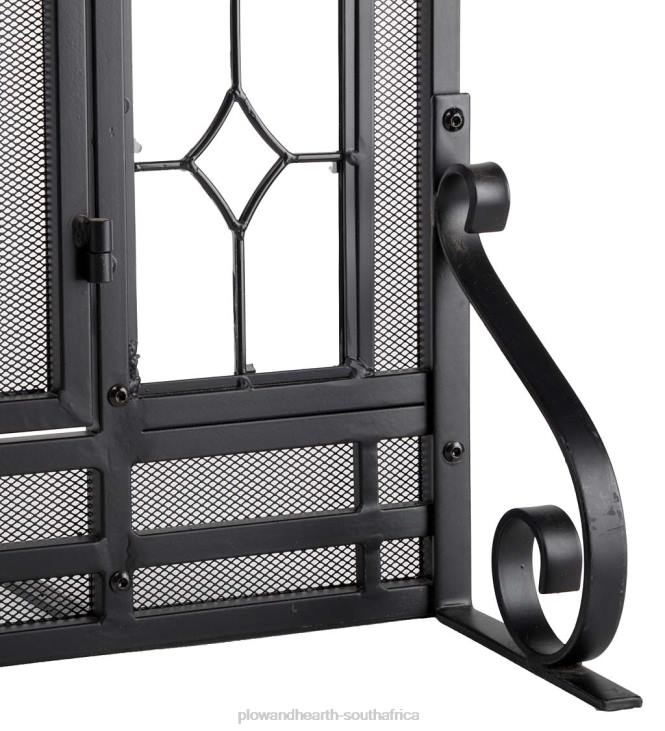 Fireplace Plow & Hearth Two-Door Fireplace Screen with Glass Floral Panels NFLB2876