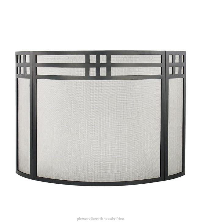 Fireplace Plow & Hearth Wrought Iron Mission Style Folding Fireplace Screen - Black NFLB2893