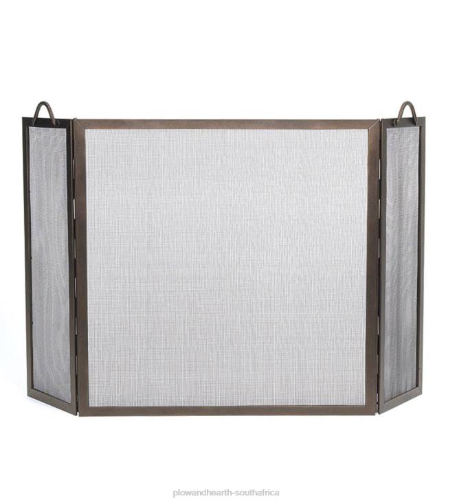 Fireplace Plow & Hearth Wrought Iron Twisted Rope Folding Fireplace Screen - Bronze NFLB2902