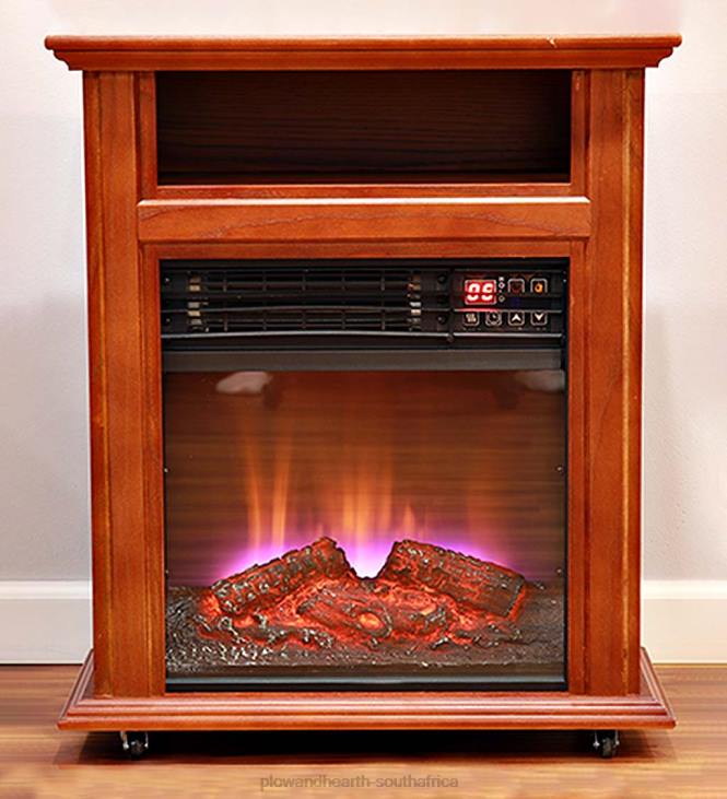 Fireplace Plow & Hearth Crestview Mobile Quartz Fireplace Heater on Castors - Walnut NFLB2937