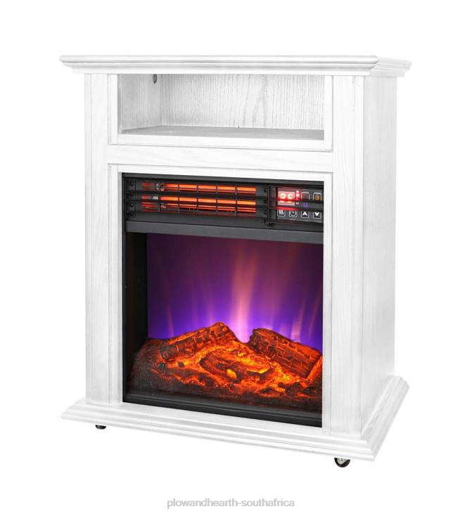 Fireplace Plow & Hearth Crestview Mobile Quartz Fireplace Heater on Castors - Walnut NFLB2937