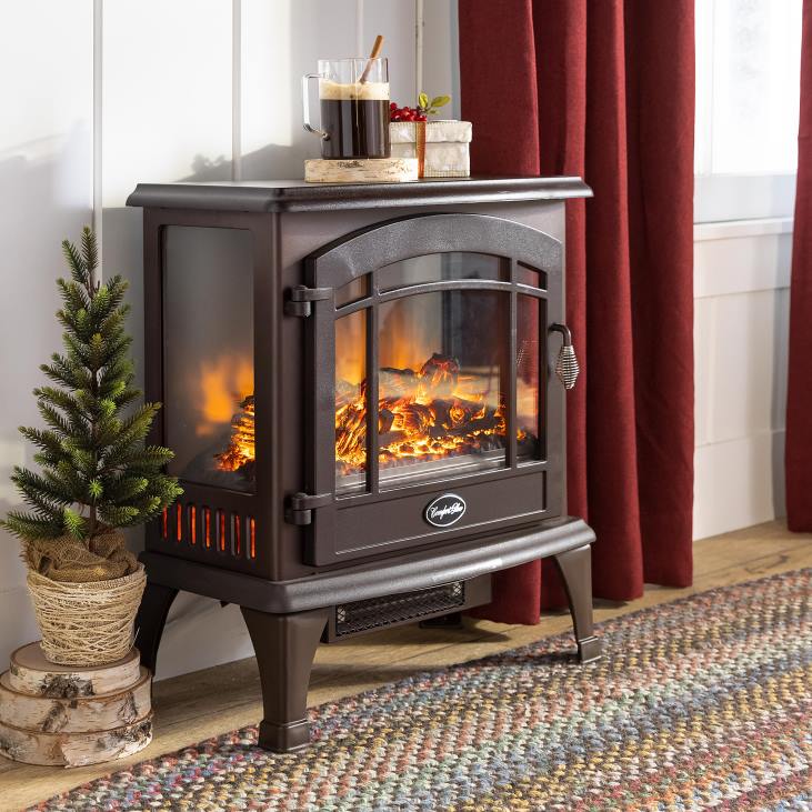 Fireplace Plow & Hearth Panoramic Quartz Infrared Stove Heater - Black NFLB2932