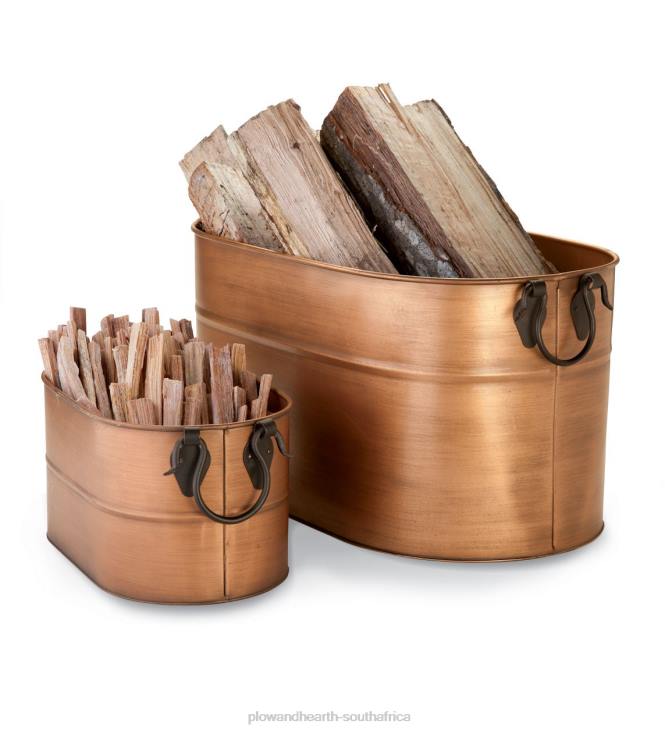 Fireplace Plow & Hearth Copper Finished Firewood Bucket NFLB2707