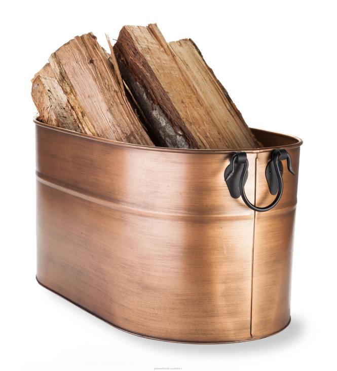 Fireplace Plow & Hearth Copper Finished Firewood Bucket NFLB2707