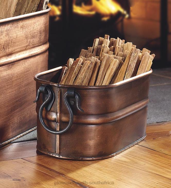 Fireplace Plow & Hearth Copper Finished Firewood Bucket NFLB2707