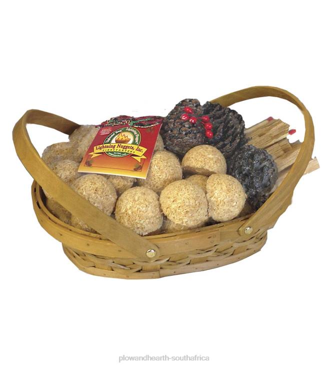 Fireplace Plow & Hearth Fire Starter Gift Set in Picnic Basket NFLB2714
