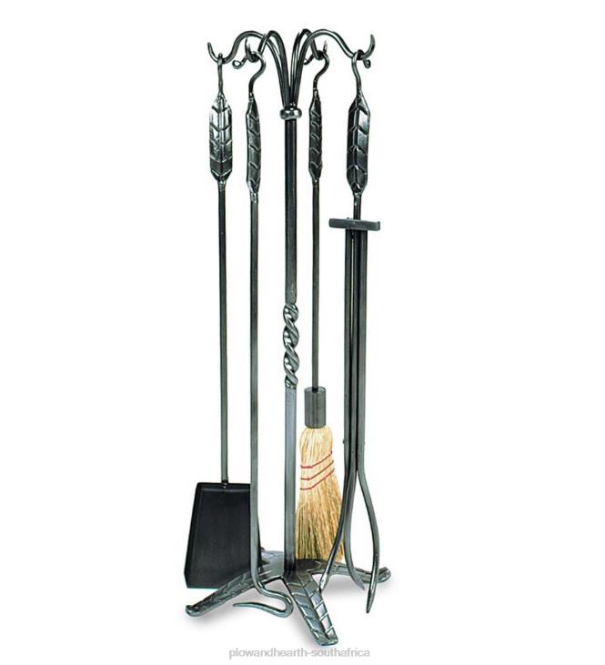 Fireplace Plow & Hearth 5-Piece Fireplace Tool Set with Leaf Handles - Graphite NFLB2723
